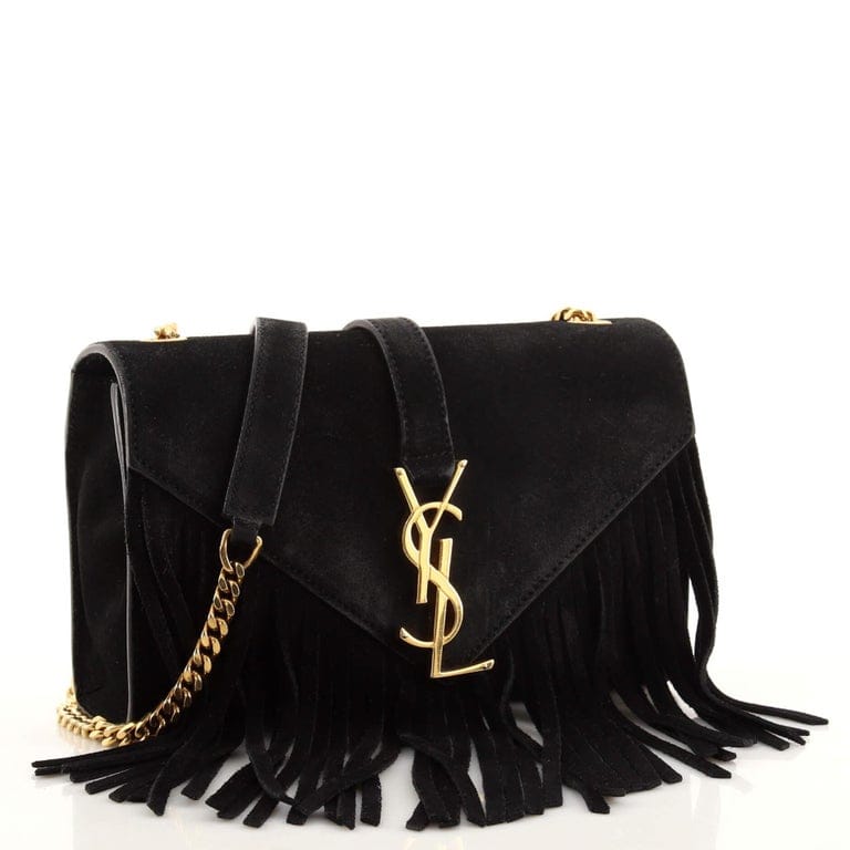 Saint Laurent Classic Monogram Fringe Crossbody Bag Suede Small