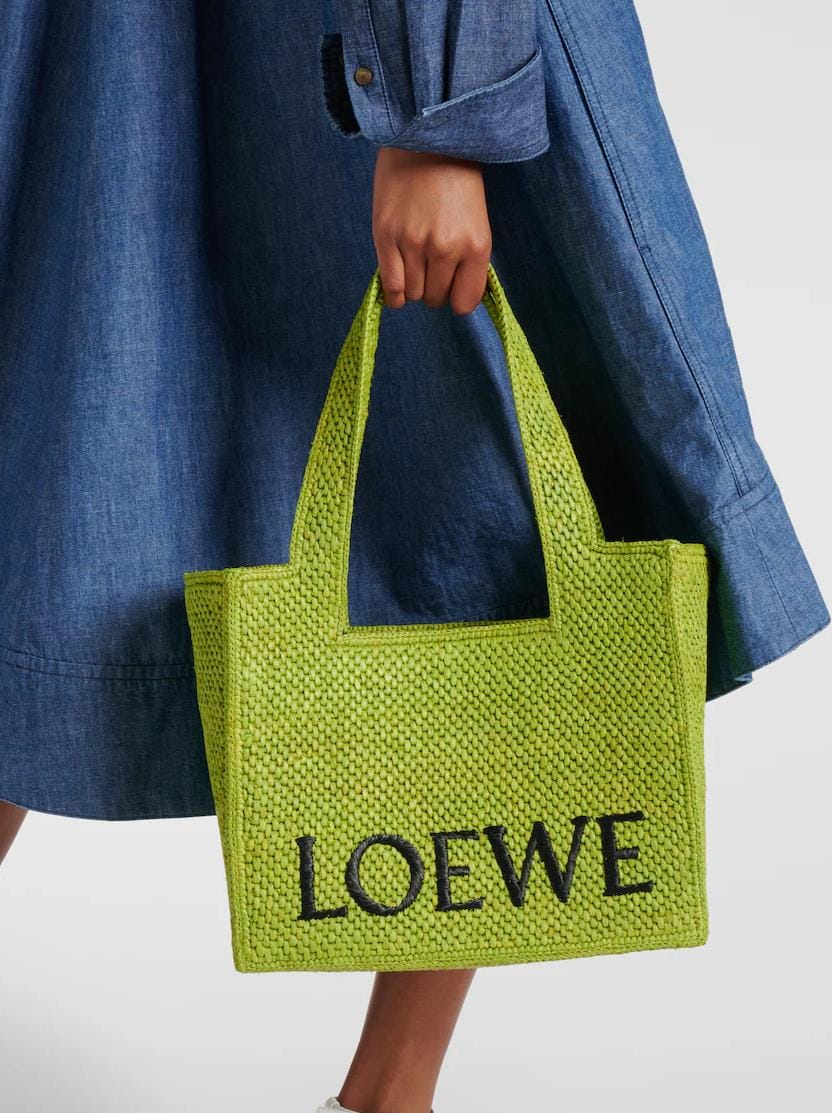 Paula's Ibiza Medium logo raffia tote bag