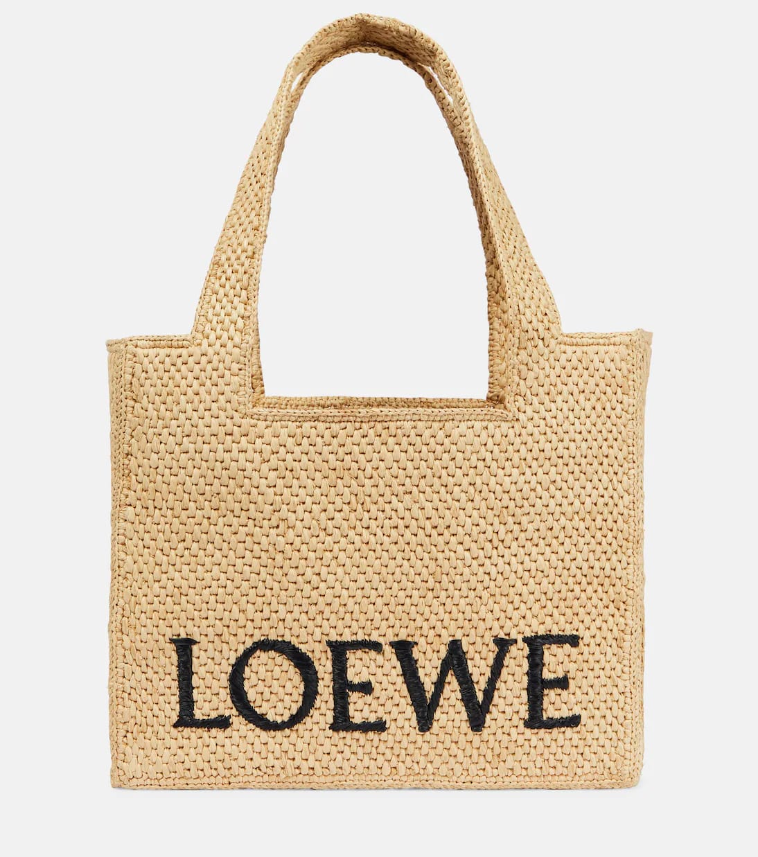 Paula's Ibiza Medium logo raffia tote bag