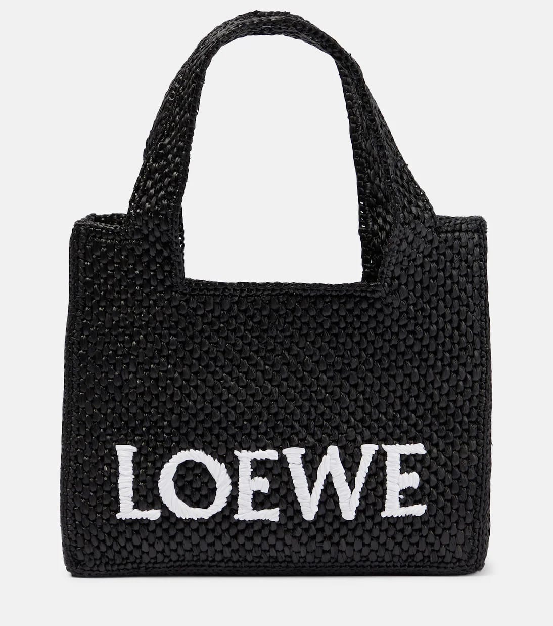 Paula's Ibiza Small logo raffia tote bag