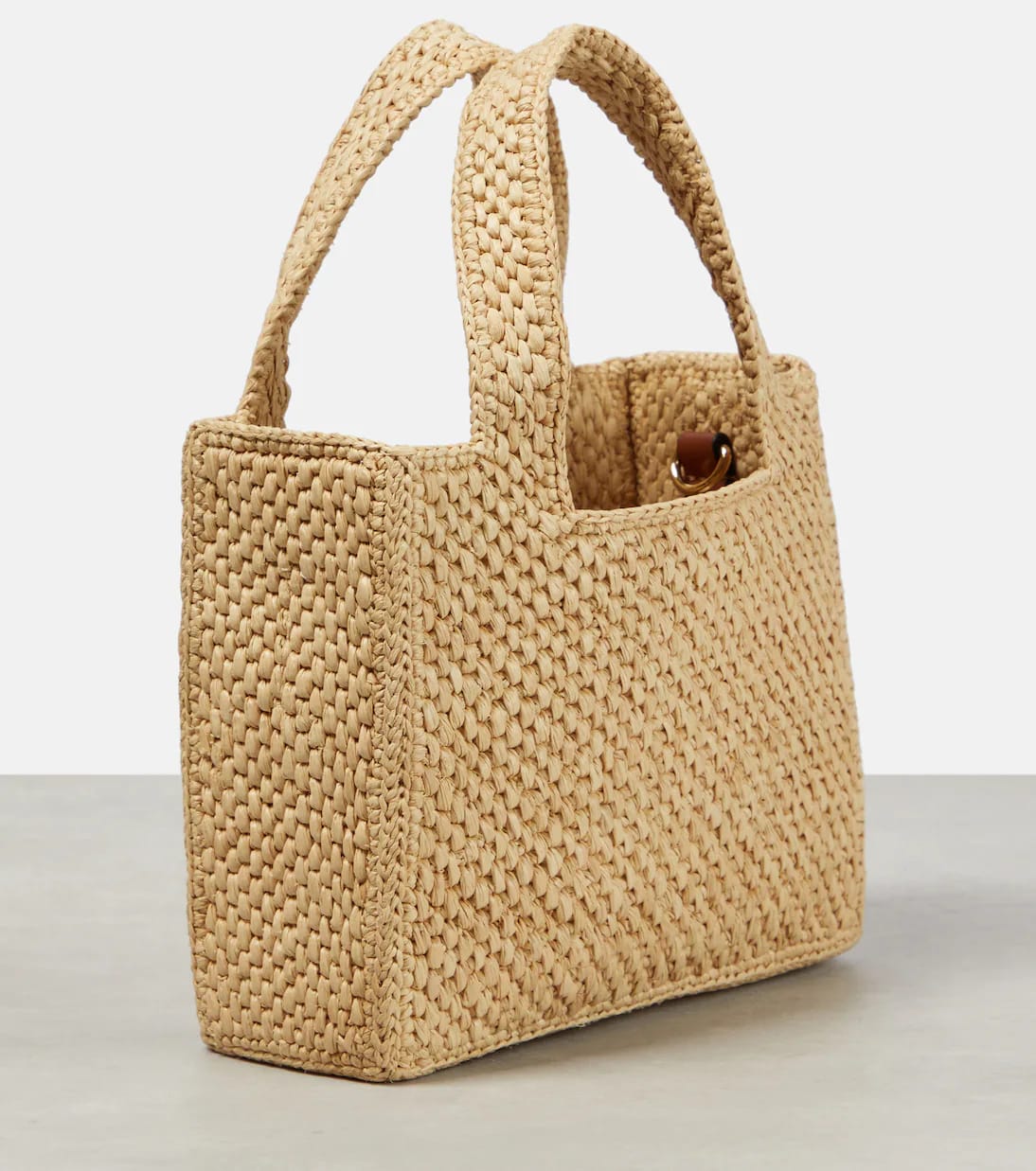Paula's Ibiza Small logo raffia tote bag
