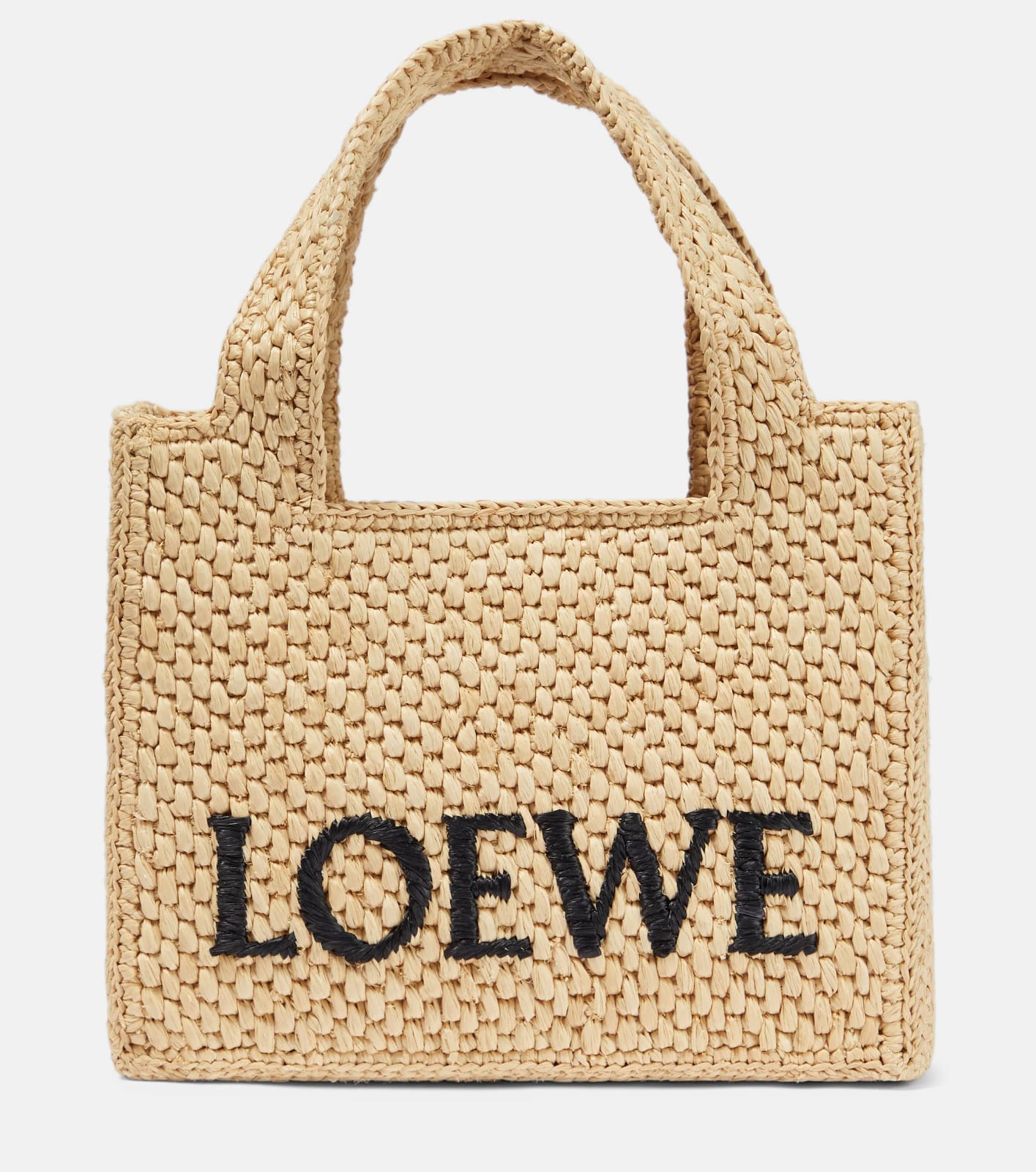 Paula's Ibiza Small logo raffia tote bag