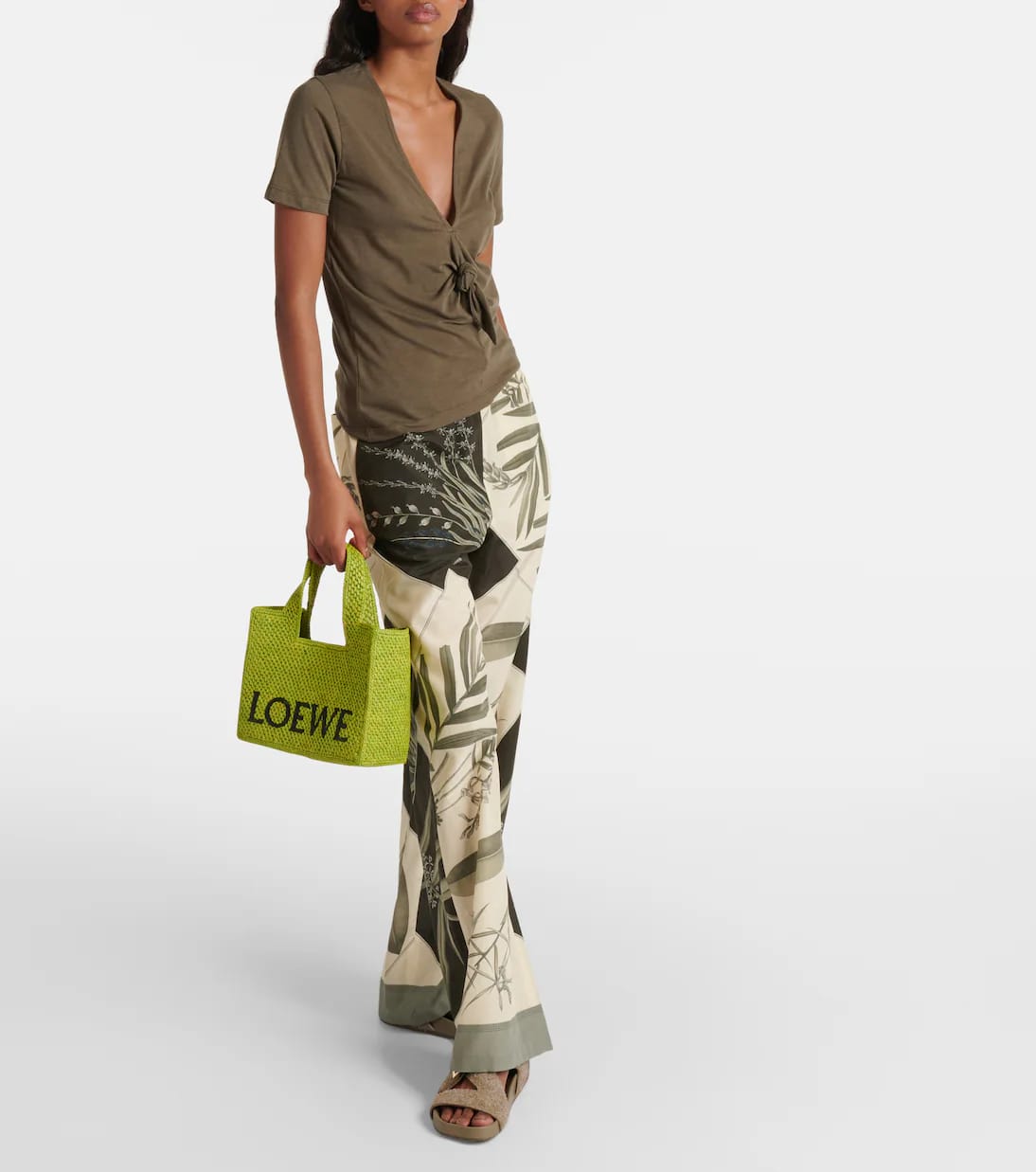 Paula's Ibiza Small logo raffia tote bag