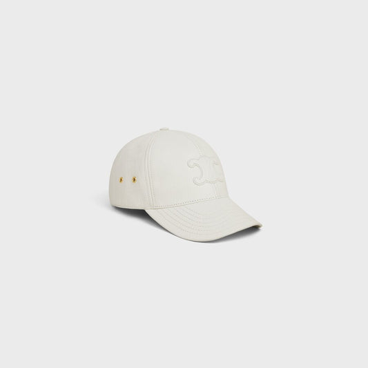 Triomphe  white baseball cap in calfskin