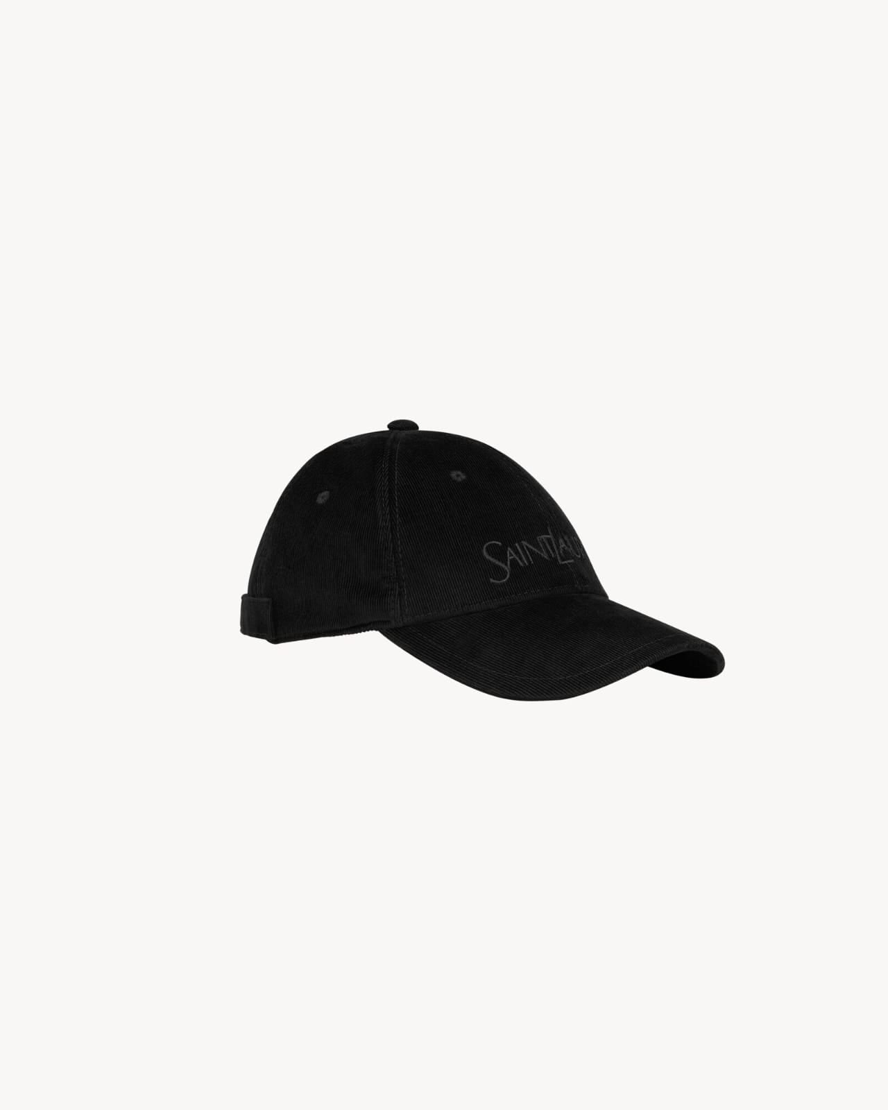 Saint Laurent Black  Logo cotton and linen gabardine baseball cap