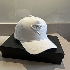 Prada white triangle-logo denim baseball cap