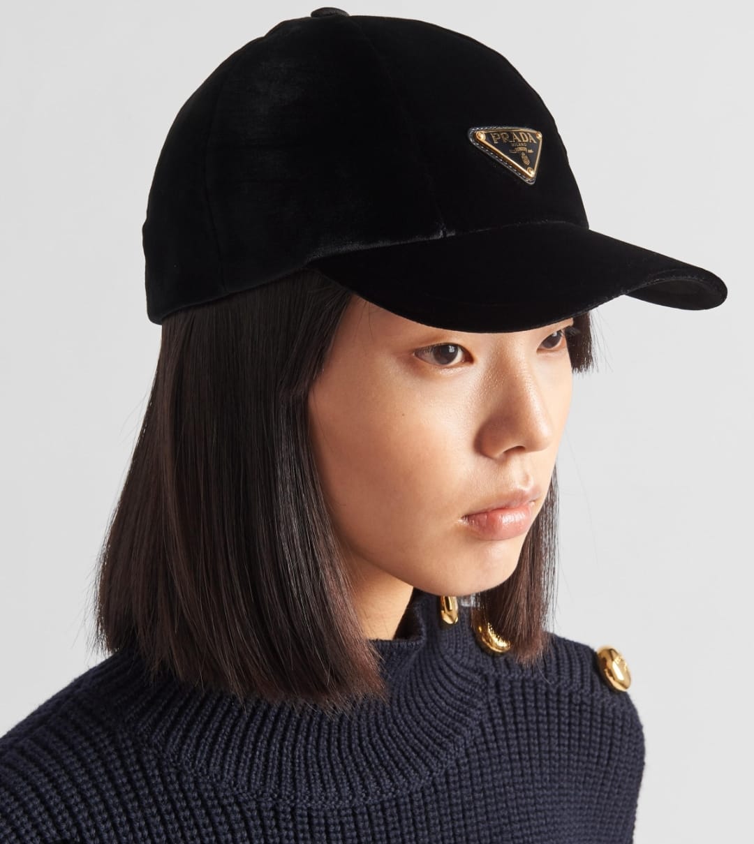 Prada Logo-plaque Baseball Cap in Black