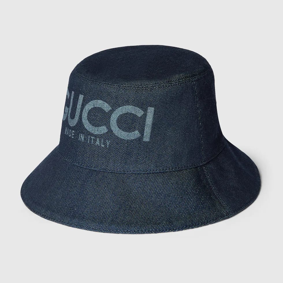 Lasered denim bucket hat