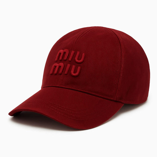 Miu Miu Rose Red Denim Baseball Cap