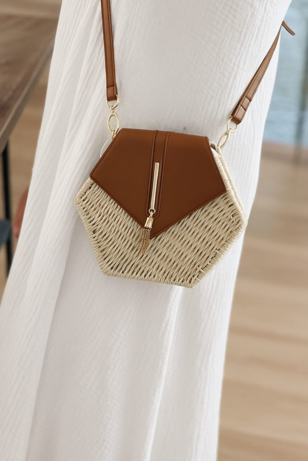 Straw Hexagon Bag