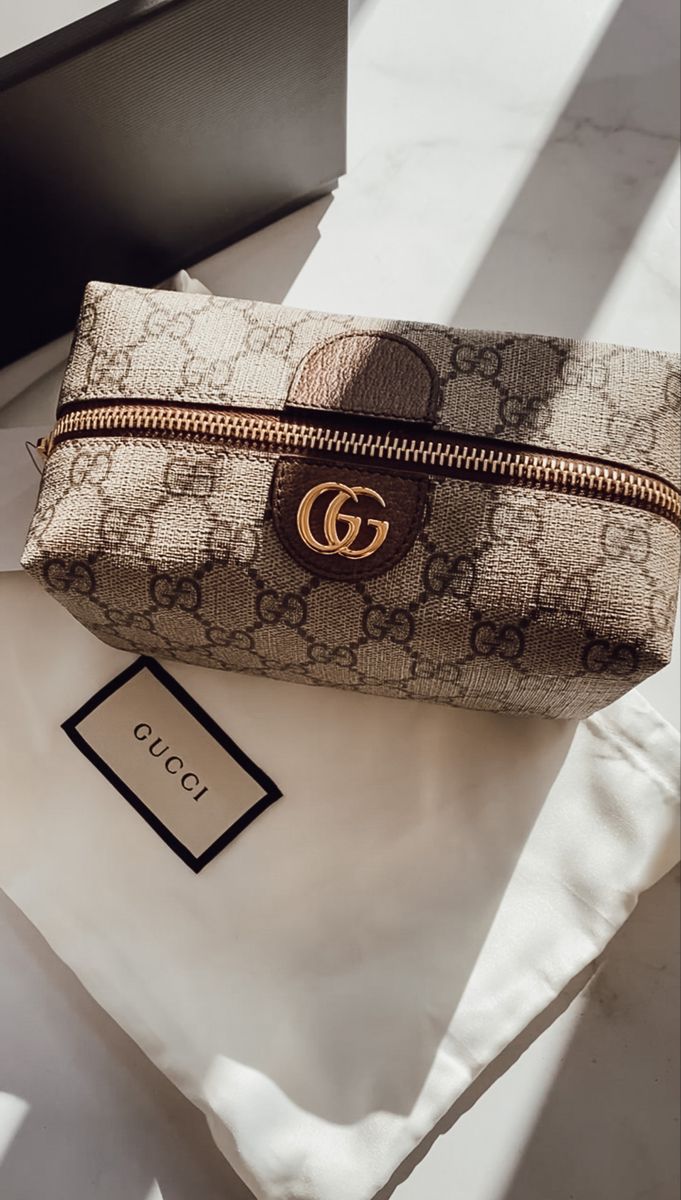 Gucci Ophidia Cosmetic Pouch GG Coated Canvas Small Brown