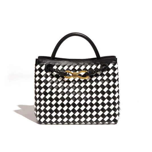 Andiamo Medium Bicolor Intrecciato Top-Handle Bag
