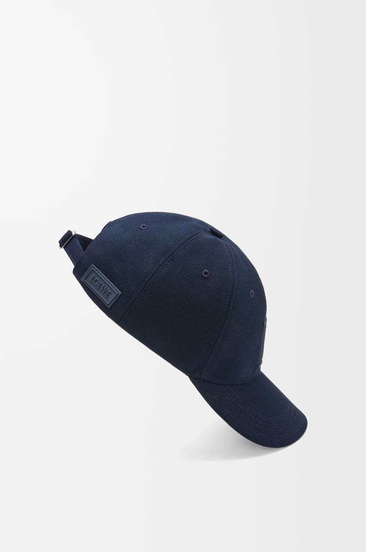 Navy Blue Patch Cap In Canvas