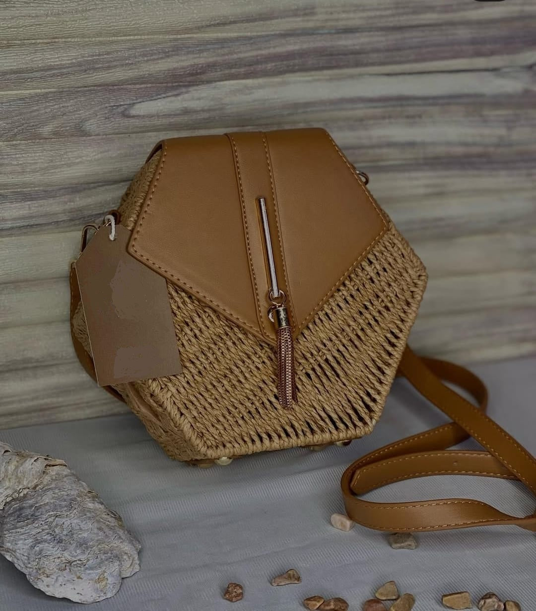 Straw Hexagon Bag