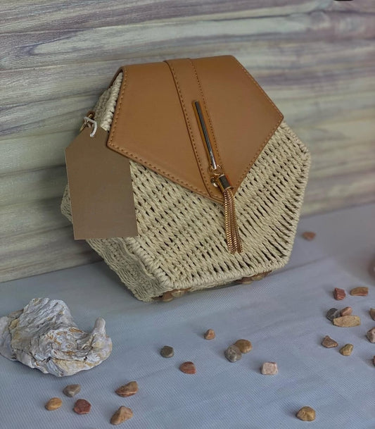 Straw Hexagon Bag