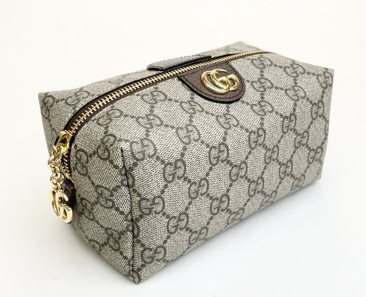 Gucci Ophidia Cosmetic Pouch GG Coated Canvas Small Brown