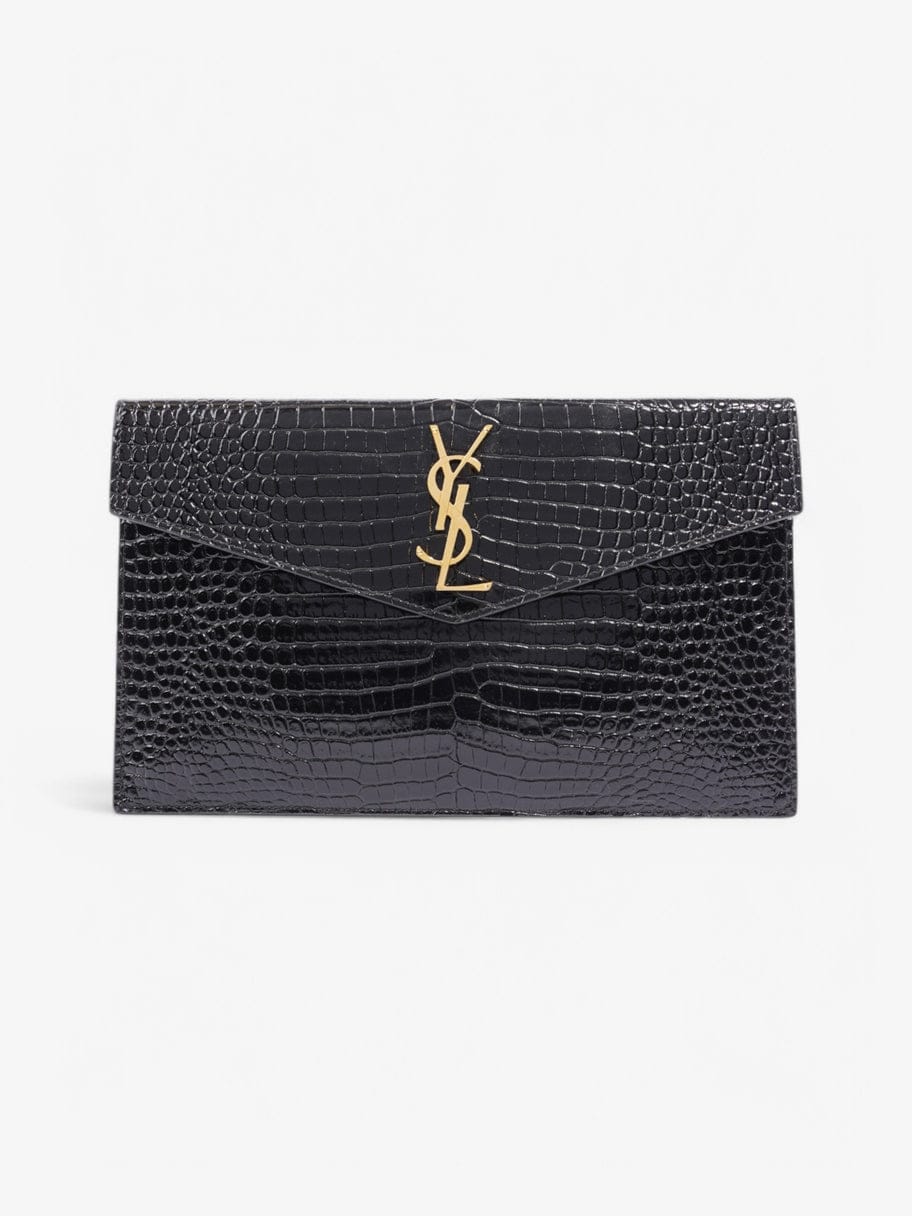 Saint Laurent Uptown Pouch Black Embossed Leather