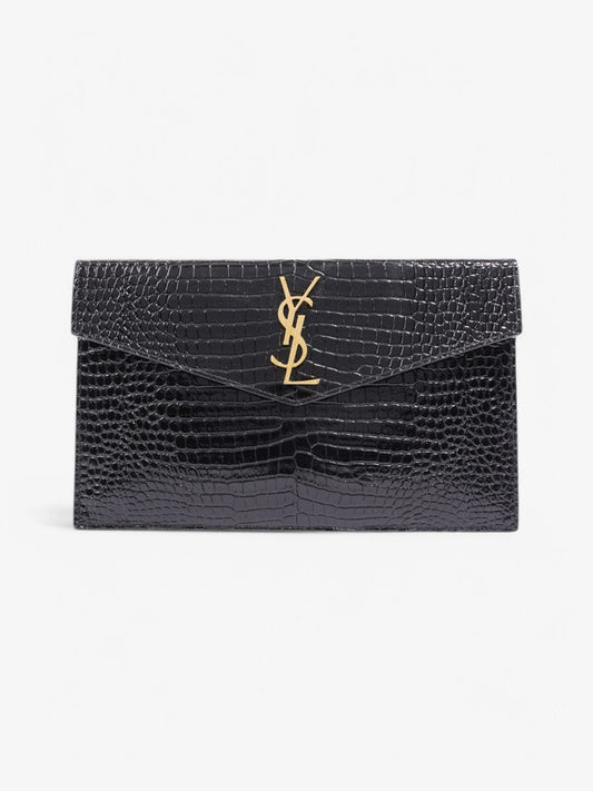 Saint Laurent Uptown Pouch Black Embossed Leather