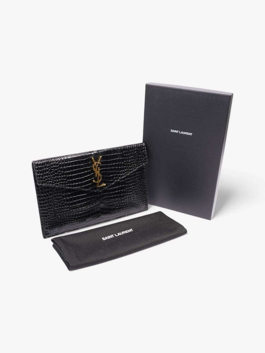 Saint Laurent Uptown Pouch Black Embossed Leather