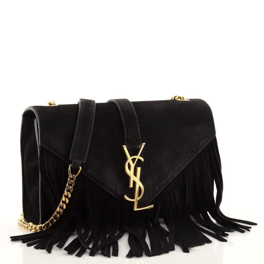Saint Laurent Classic Monogram Fringe Crossbody Bag Suede Small