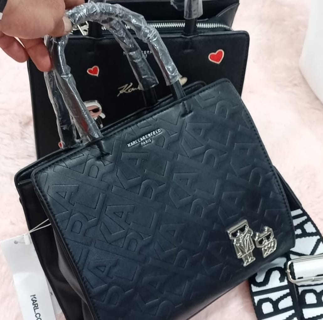 Karl and Choupette Maybelle Satchel Black Dark Gunmetal