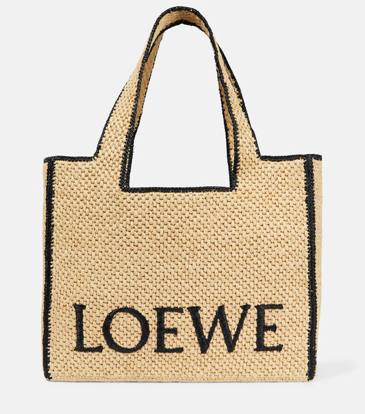 Paula's Ibiza Small logo raffia tote bag