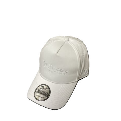 Saint Laurent White Logo cotton and linen gabardine baseball cap
