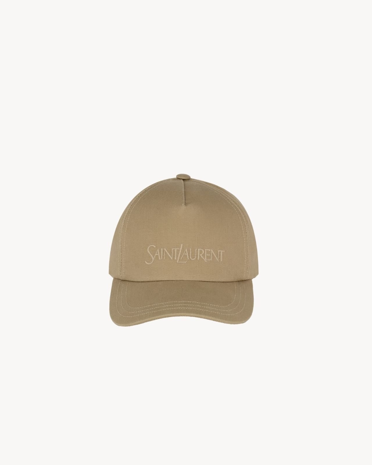Saint Laurent Beige Logo cotton and linen gabardine baseball cap