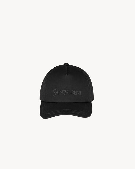 Saint Laurent Black  Logo cotton and linen gabardine baseball cap