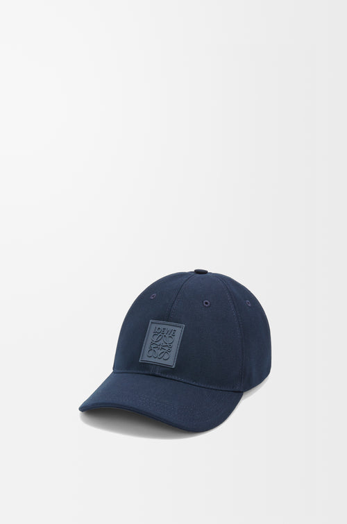 Navy Blue Patch Cap In Canvas
