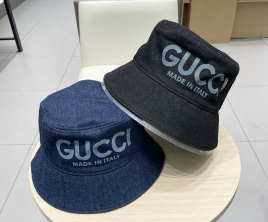 Lasered denim bucket hat