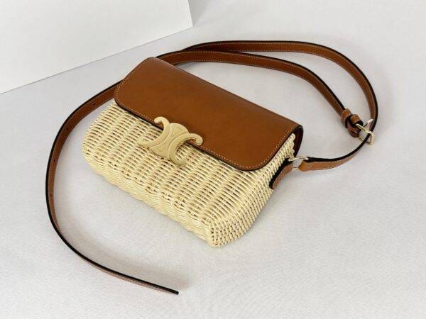 TEEN TRIOMPHE BAG in WICKER AND NATURAL CALFSKIN