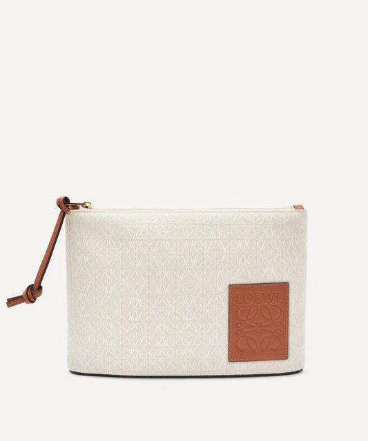 Oblong Pouch in Anagram Jacquard & Calfskin